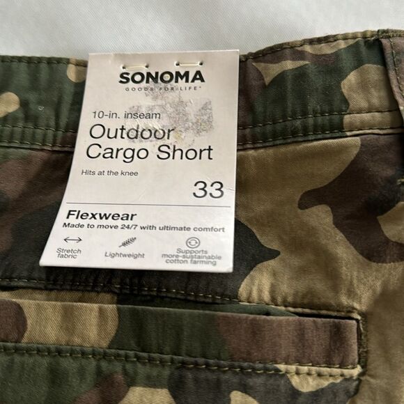 Camo Cargo Shorts Mens 33 Zip Pockets - Picture 2 of 6